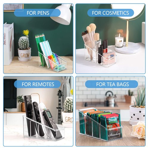 MaxGear (BUNDLE OF 2 SETS) Remote Control Holder Desk Organizer, Wood & PET, 2 Sets