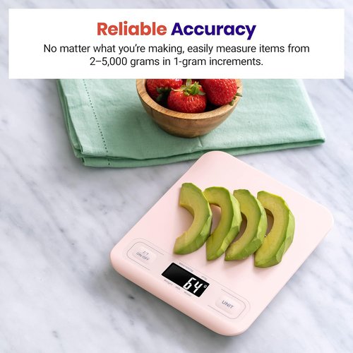 Etekcity Digital Kitchen Scale - Accurate Grams & Ounces Measurement for Cooking & Meal Prep | Medium Pink