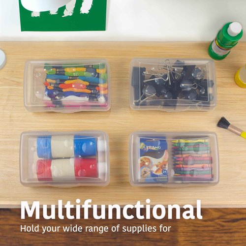 Storex Pencil Case – Plastic Organizer for Kids' Desks and Backpacks, Ice, 24-Piece Value Pack (61622A24C)