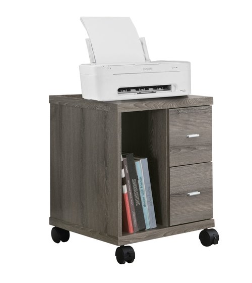 Monarch Specialties I Reclaimed-Look 2 Drawer Computer Stand/Castor, Dark Taupe