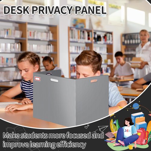 24 Pcs Desk Dividers for Students Plastic Durable and Waterproof Privacy Folders Shields Test Dividers with Classroom Privacy Boards for School Study Teacher Supplies (24pcs Grey)