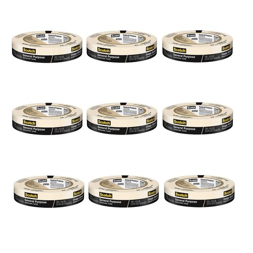 3M Scotch General Purpose Masking Tape 2020-24A-CP, 0.94-Inch by 60.1-Yards, 2 Set (9 Rolls)