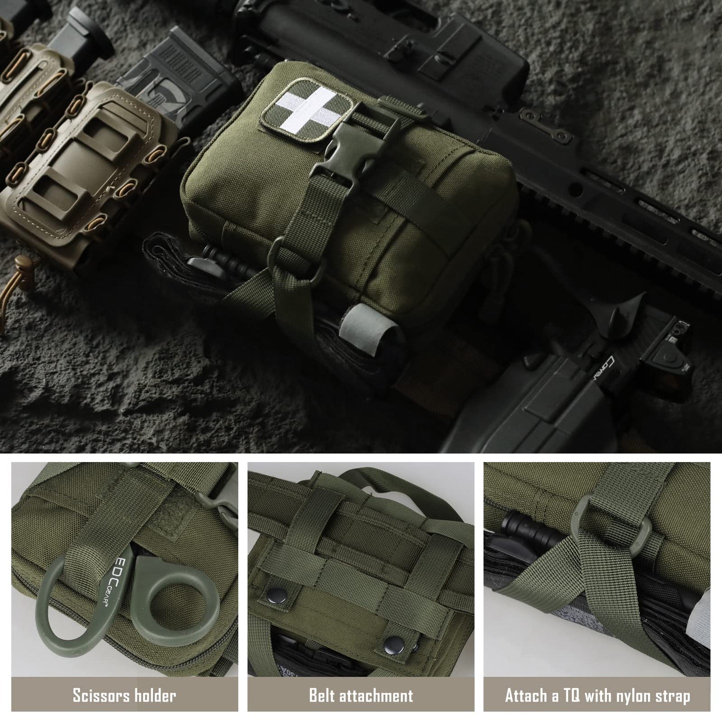 LIVANS Tactical IFAK Pouch, Rip Away Molle First Aid Bag Tear-Away Medical Pouch Emergency EMT Bag for Travel Outdoor Hiking(Pouch Only, First Aid Kits NOT Included)