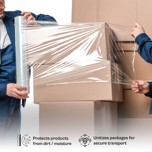 PSBM 4 Rolls 18 Inch x 1500 Feet 80 Gauge Stretch Film/Wrap Heavy Duty, Industrial Strength Clear Shrink Wrap for Shipping, Packaging, Moving, Bundling or Storage