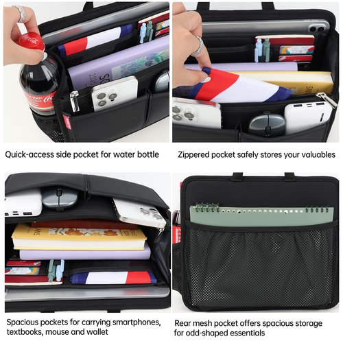 DELTAMANN Rugged Organizer Insert for Briefcase Tote Shoulder Messenger Bag - 19 Pockets,Durable Padded Nylon,Handle (Small,Black)