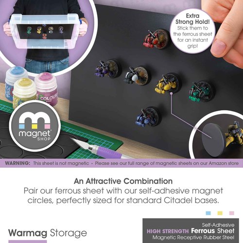 TMS Magnet Receptive Sheets with Adhesive Backing for Craft and Magnetic Miniatures Storage | Flexible Rubber Sheet Metal | 5 Pack, 30 mil Thick, 8.5” x 12.3” | Fits Inside US Really Useful Box