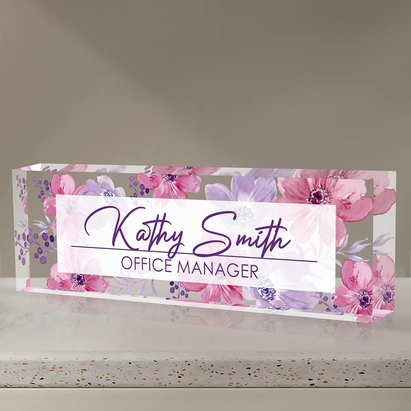 Skiennix Personalized Desk Name Plate - Custom Acrylic Office Accessory | Ideal Gift for Coworkers & Teachers