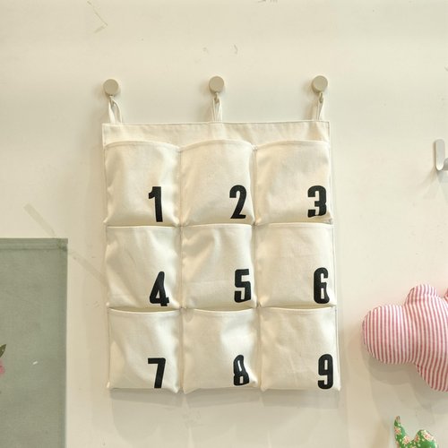 MOVEBO 9 Pockets Cell Pocket for Hanging Organizer Numbered Pocket Wall Door Hanging Storage for Small Items 18.4" x 16" (Number Small)