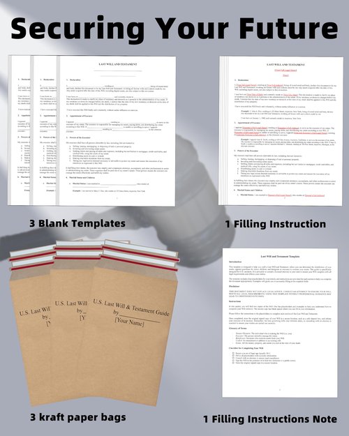 TillBio 2025 Last Will and Testament Kit (3-Pack) – DIY Estate Planning Forms, Lawyer-Prepared Templates with Instructions & Security Envelopes – Valid in All 50 States