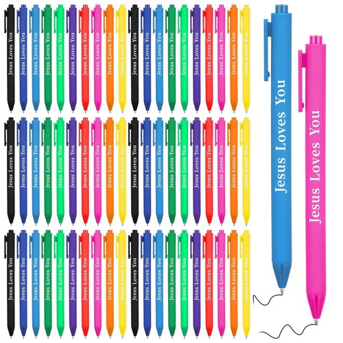 Jetec 100 Pcs Jesus Loves You Pens Colorful Christian Pens Bible Verses Retractable Gel Pens Christian Gifts Bulk for Student Office Sunday Church Supplies