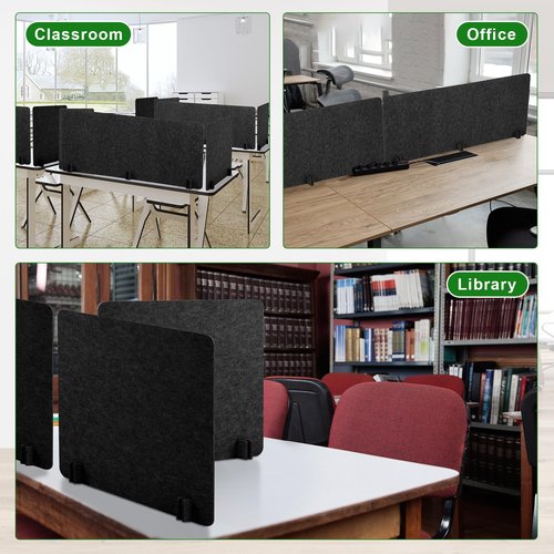 Buryeah 3 Pcs Desk Divider 23.6 x 47.2, 23.6 x 23.6 Stand up Freestanding Cubicle Privacy Divider Reducing Noise Visual Distraction for Office Home School(Deep Gray)