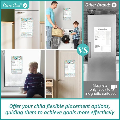 Clever Clean Dry Erase Chore Chart for Kids - Reusable Reward Board with 6 Markers | Video Game Design