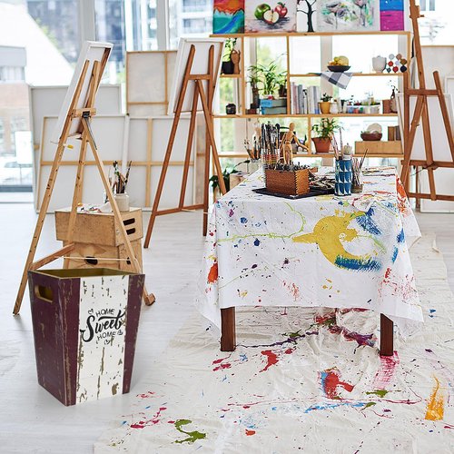 2 Pack 1.5/2.5 Gallons Bathroom Trash Can, Wood Farmhouse Rectangular Garbage Can Waste Basket Rustic Style Wooden Garbage Can Small Trash Bin for Bedroom, Kitchen, Office