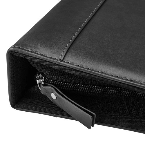 GALLAWAY LEATHER 7 Ring Checkbook Binder for Business Checks, PU Leather Check Binder Portfolio with Zipper,600 Checks Capacity,for Executive and Personal Use (Black)