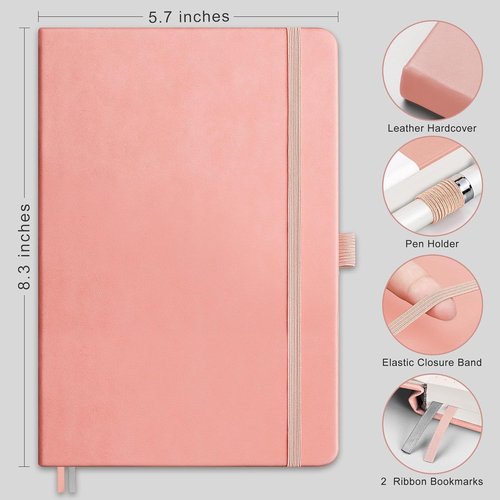 RETTACY A5 Blank Journal Notebook - Leather Hardcover, 192 Pages, 100 GSM Thick Paper | Pink for Sketching & Drawing