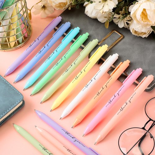 Dispowreath 50 Pcs Thank You Pens Bulk Multicolor Ballpoint Pens Thank You Gift for Men Women Employee Holiday Appreciation Gifts for Teacher Office Party Favors