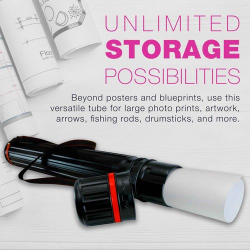 U.S. Art Supply Large Telescoping Drafting Tube (Pack of 2) - 4-7/8" Outside/4-1/2" Inside Diameter, Expands 30-1/4" to 47-3/4", with Shoulder Strap