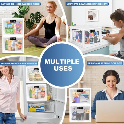 Medicine Lock Box for Safe Medication, Premium Material Lockable Storage Box Locking Organizer Bin with Combination Code for Fridge Food/Snacks/Phone/Tablet Jail/Home/Office Storage Lockers