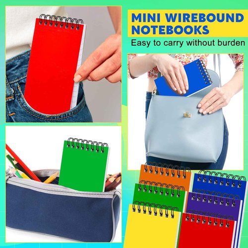 60 Pack Spiral Memo Pads 3 x 5 Inch Spiral Journal Lined Wirebound College Ruled Notebook Solid Colors, 75 Sheets/pad, Notebook for School Travel Office Business Supplies
