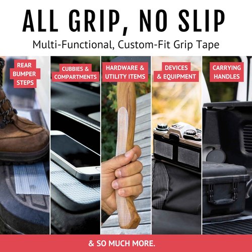 CATTONGUE GRIPS Non-Abrasive Grip Tape Wrap - 2” Thick Heavy-Duty, Waterproof Anti-Slip Tape for Wrapping Tools, Bats, Gym Equipment - Indoor & Outdoor Anti-Slip Solution (Clear, 60ft)