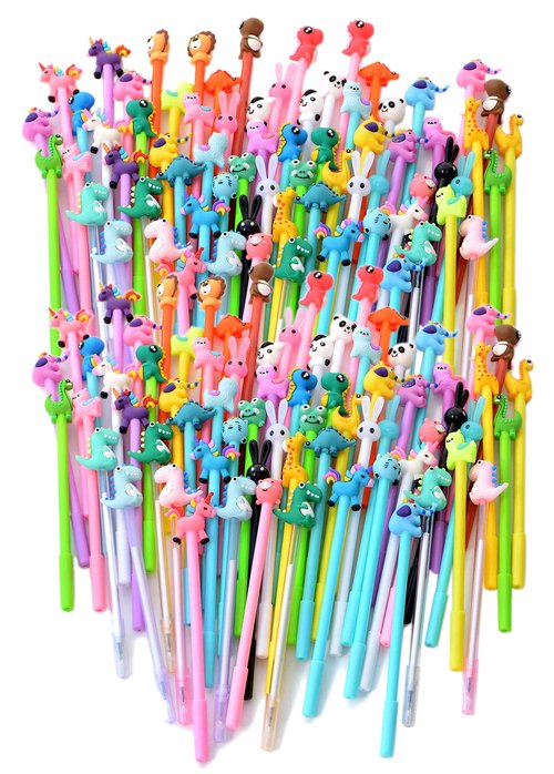 YYaaloa 140pcs Cute Cartoon Novelty Gel Ink Pens Cartoon Animal Writing Pens 0.5 mm Black Ink Assorted Styles Fun Kawaii Pens Bulk for Kids Office School Supplies (140 Piece Assortment, Black)