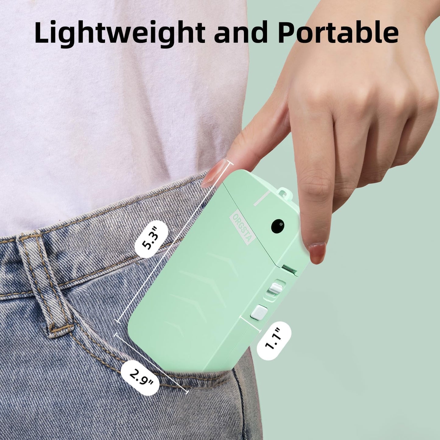 ORGSTA S001 Label Maker Machine with Tape, Portable Bluetooth Label Maker for Home and Office Organization, Thermal Label Printer Mini Sticker Maker with Multiple Templates, Green