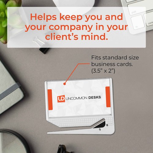Uncommon Desks Business Card Letter Openers - (25 Pack) (White) Professional Letter Openers with Business Card Insert, Perfect Promotional Item for Business