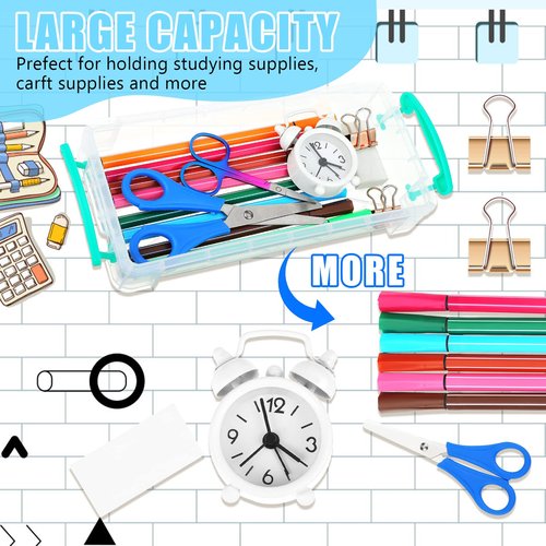 Sabary 36 Pcs Bulk Large Clear Pencil Crayon Box Classroom Kids Plastic Pen Case with Snap Tight Lid Back to School Gift for Children Marker Storage Organizer Art Supply Container Box for Painting