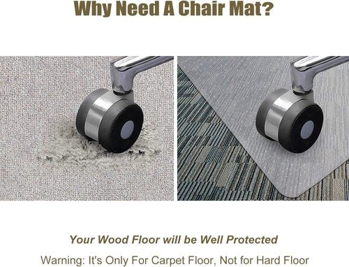 Kuyal Office Chair Mat - Transparent, Thick & Sturdy Floor Protection for Low Pile Carpets | 36" X 48" Rectangle