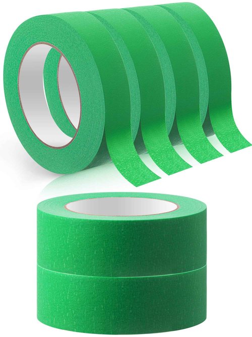 Marspark 6 Rolls 1.5 Inch x 55 Yards Green Automotive Refinish Masking Tape Bulk No Residue Heat Resistant Painters Tape for Car Vehicles Auto Body Multi Purpose Paint Tape