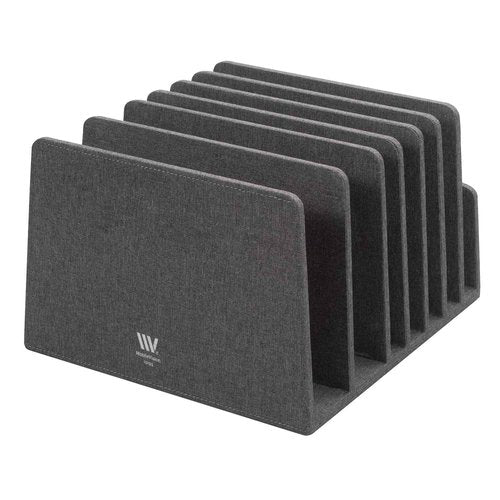 MobileVision Executive Dark Gray Device Organizer for Smartphones, Tablets and Laptops, 7 Slots with Extra Wide Slots for Laptops
