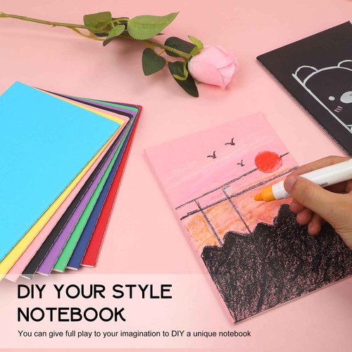 miikoul 48 Pack A5 Lined Notebook Journals in Bulk, Colored Kraft Cover College Ruled Subject Notebook Composition Journal for Student Busines Travelers, 8.3x5.5 Inches, 80 GSM, 60 Pages/30 Sheets