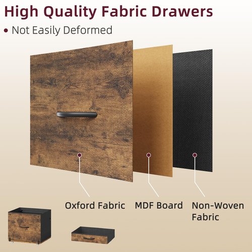 HIGDBFE 3-Drawer File Cabinet, Filing Cabinet with 2-Tier Printer Shelves, Office Cabinets with Side Bag&File Drawer for A4/Letter Size, Printer Stand with Storage for Home Office, Rustic Brown