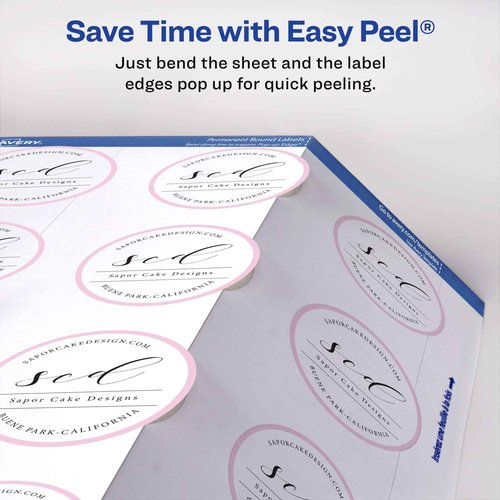 Avery Printable Round Labels with Sure Feed, 2" Diameter, Glossy White, 600 Customizable Labels (22807)