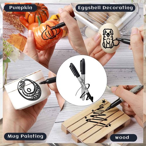Thenshop 300 Pack Black Permanent Markers Bulk Fine Tip Permanent Marker Set Quick Drying Fine Point Pens for Classroom, Office, Home, Work on Wood, Metal, Stone, Glass, Christmas Office Gifts