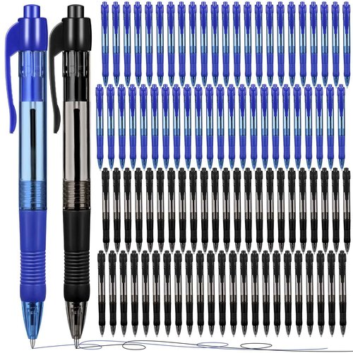 Fainne 300 Pcs Retractable Ballpoint Pens Bulk Medium Point (1.0 mm) Smooth Writing Pens for Journal Notebook Writing Office Supplies Click Pen (Blue, Black)