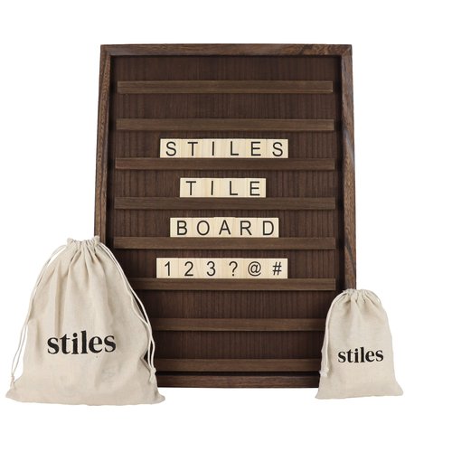23"x17" Tile Letter Board Sign Set - School Message Board With 120 Letter and Number Tiles for Students and Teachers - Changeable Teaching Announcement Board by Stiles, Walnut