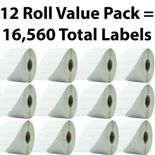 Premium, Extra Sticky 2x1in Direct Thermal Label 12 Pack. Bulk (16,560 pcs) Perforated Top Coated, Self-Adhesive Stickers for FNSKU Barcodes. Zebra Printer Compatible. Packaging and Shipping Supplies.