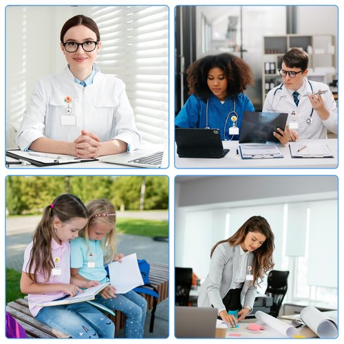 3 Pcs Flower Badge Reel Convenient Nurse Badge Reels Retractable with Key Ring Badge Holder Dried Floral Resin ID Badge Clip for Teacher Nurse Doctor Worker (Round)