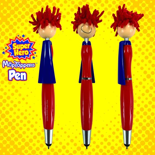 Raymond Geddes Super Hero Stylus & Ballpoint Pen Set With MOP Pencil Toppers (Pack of 18)