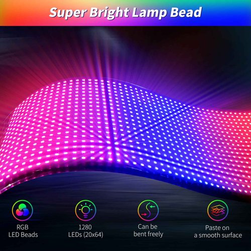 Plikapli Scrolling Bright Advertising LED Car Sign,14''x4'' Flexible USB 5V Bluetooth App Control Custom Text Pattern Animation Programmable LED Signs for Car Store Home Office Bar Hotel
