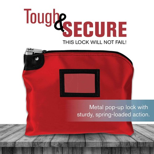 BankSupplies Laminated Nylon Locking Deposit Bag | Red | 15W x 11H | 2 Keys Included for Each Bag | HIPAA | Puncture Resistant Laminated Nylon | Double Stitched Seams
