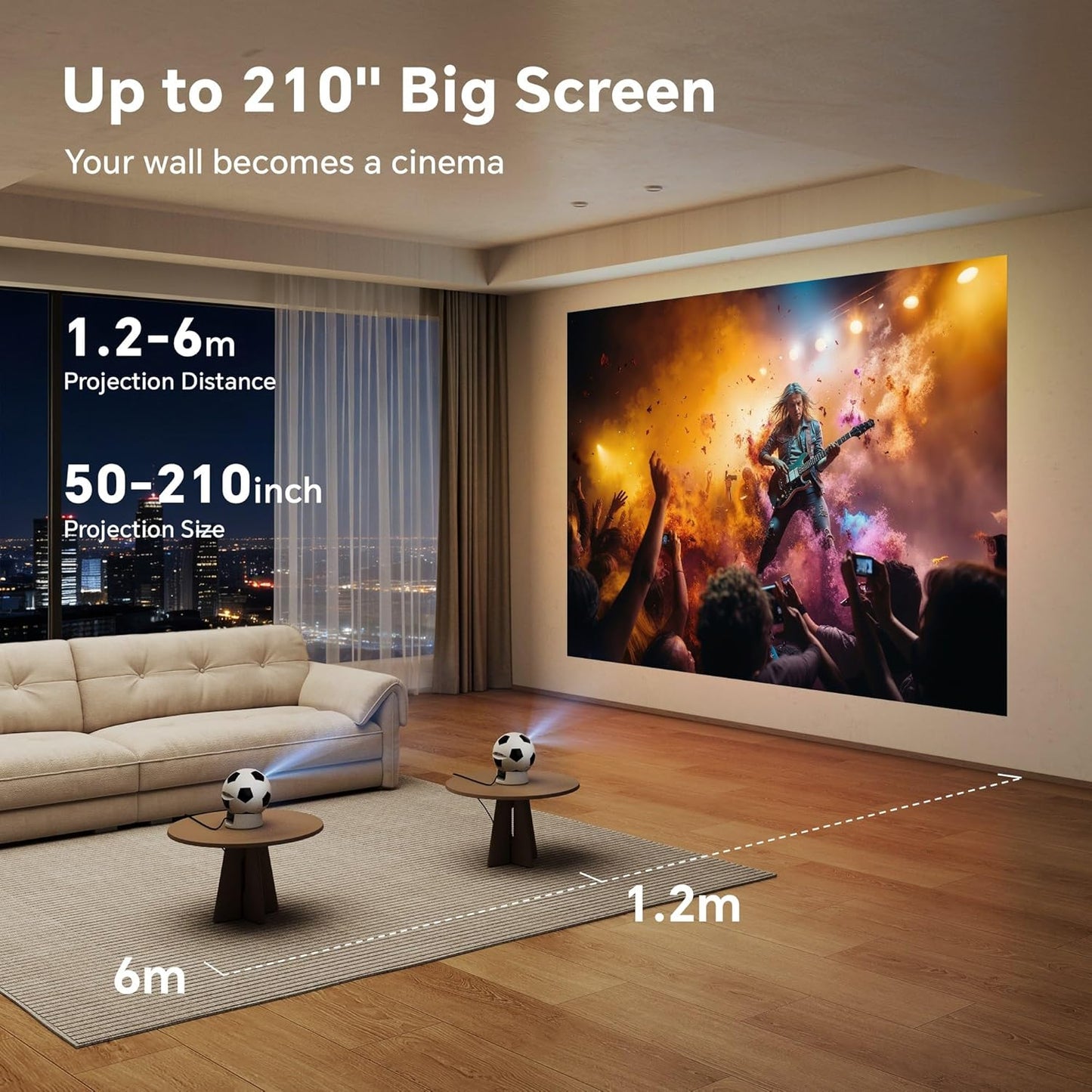 Smart Mini Projector - Android 13 WiFi Bluetooth | 1080P Football-Shaped Movie Projector for Outdoor & Bedroom