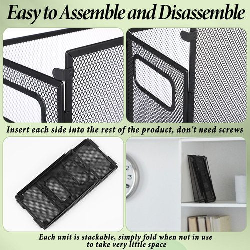 Otoolling 2 Pack Hanging File Organizer Include 10 Hanging Folders Metal Mesh File Folder Box for Letter Size Folder Storage Desktop Magazine Storage Cabinets for Home Office School(Green,Small)