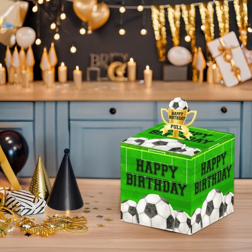 Soccer Ball Birthday Money Box for Cash Pull, Happy Birthday Boxes Gifts for Money Pull Out Card, 50Pcs Transparent Bags