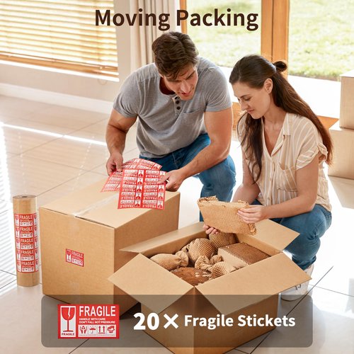 JARLINK Honeycomb Packing Paper, 15"x 213' Bubble Packing Wrap for Packing/Shipping/Moving, Eco-Friendly Bubble Packing Paper Wrapping Roll, Recyclable Moving Supplies With 20 Fragile Sticker Labels