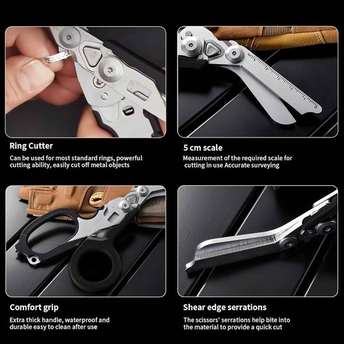 Emergency Response Trauma Shears, Stainless Steel Foldable Scissors Pliers, Outdoor Camping Rescue Scissors Glass Breaker Tool