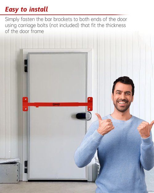 Adjustable Office Door Bar Fit for 32" to 42" Outward Opening Doors, Heavy Duty Anti-Theft Shed Security Barricade Lock Bar, Suitable for Jobsite Office, Warehouse, Trailer Door