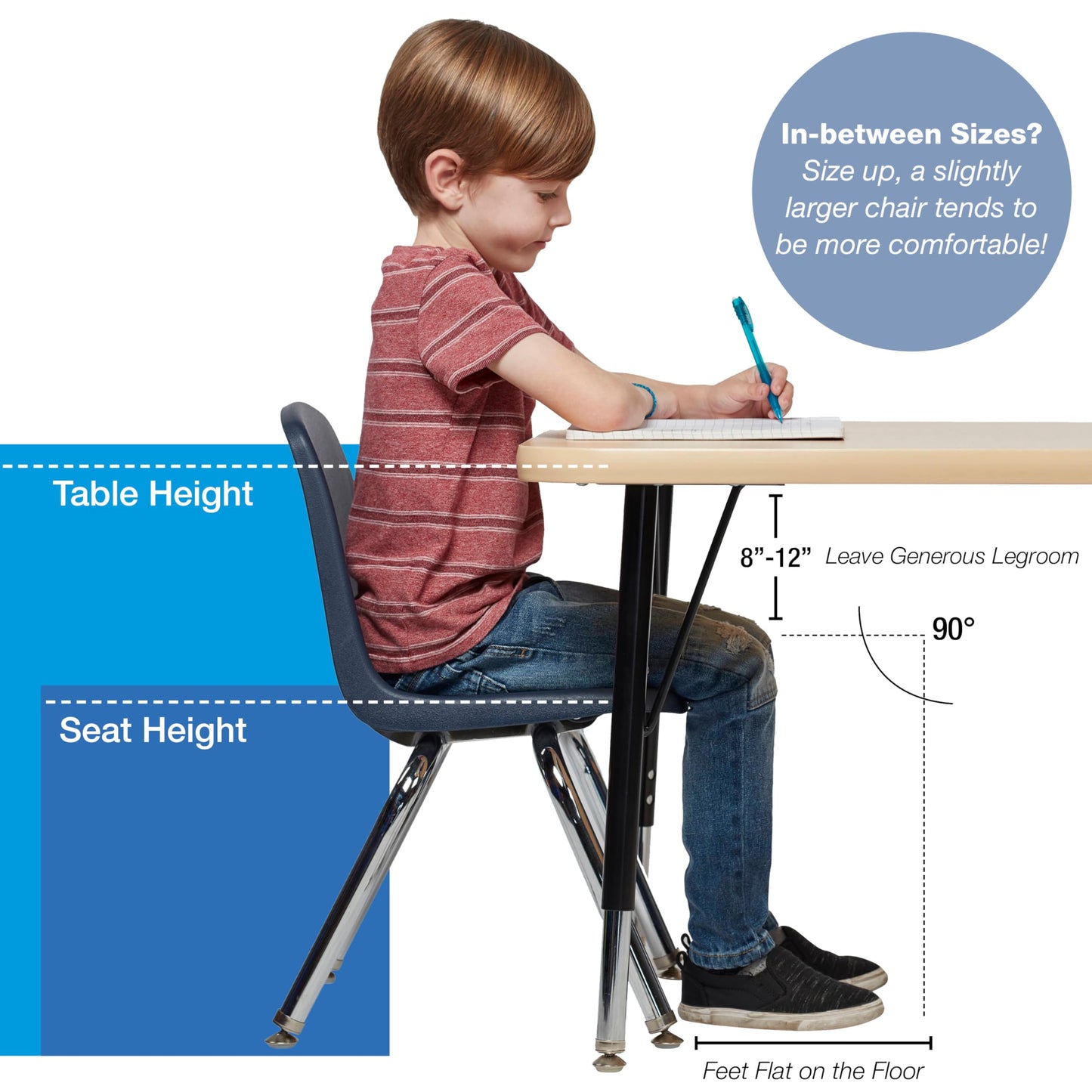 FDP 18" School Stack Chair,Stacking Student Seat with Chromed Steel Legs and Nylon Swivel Glides For In-Home Learning, Classroom or Office - Navy (4-Pack), 10384-NV