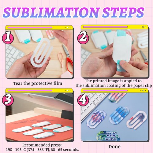 Joyclub 12 Pcs Sublimation Blanks Bulk Acrylic Jumbo Paper Clips Bookmarks 4" x 2" for Heat Transfer Teacher Office School Home Supplies DIY Craft Decor Gifts